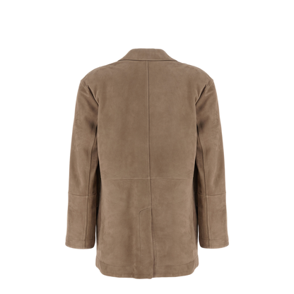 Suede Single-Breasted Blazer Brown