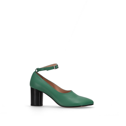 MAYFEYR - NICCOLÒ PASQUALETTI - Obliqua Block Heel Pumps Calfskin Leather - NP07F001LEAGREEN