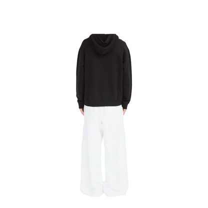 Black Front Pouch Pocket Adjustable Drawstring Hood Ribbed Cuffs Logo Patch Detailing
