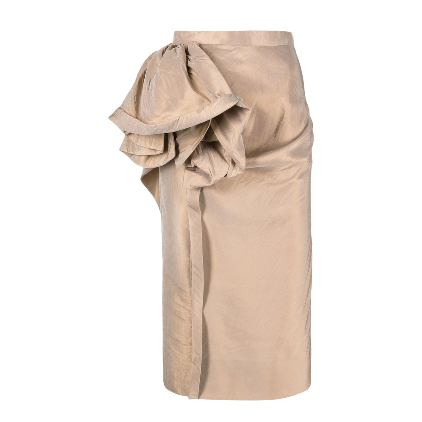 Floral-Detail Satin Finish Midi Skirt