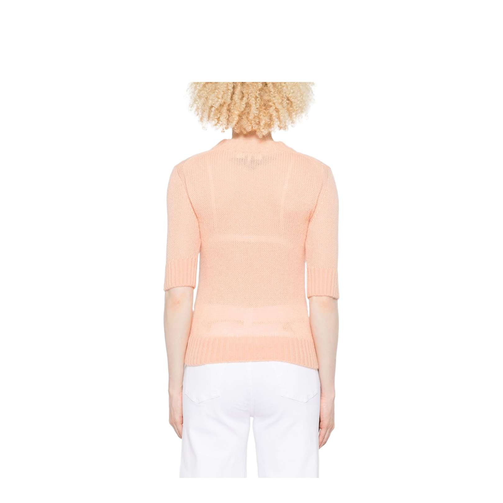 Elbow-Sleeve Logo Sweater in Alpaca Wool & Silk Knit