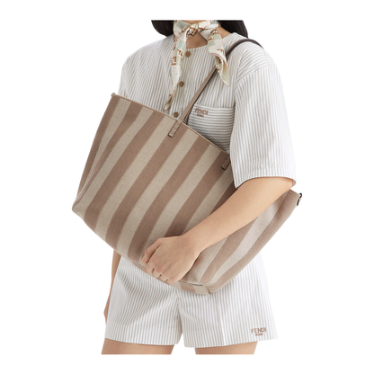 Roll Large Canvas Shopper Bags - Beige