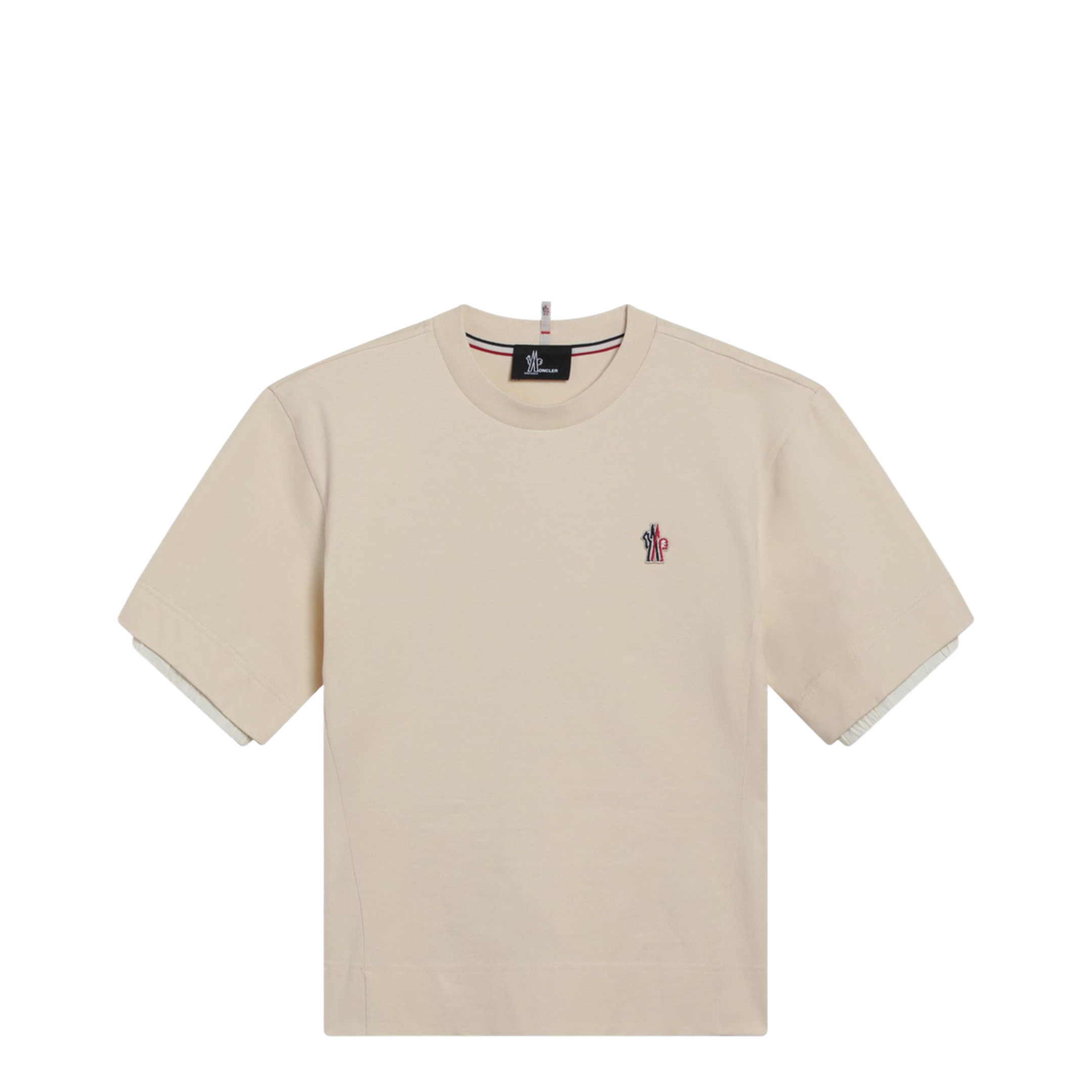 Crew Neck T-Shirt with Logo on Front and Back in Tech Fabric White