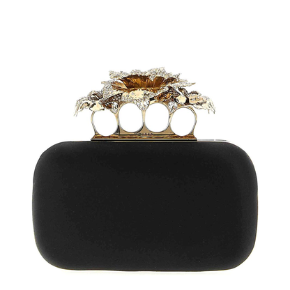 Carnation Knuckle Clutch in Black