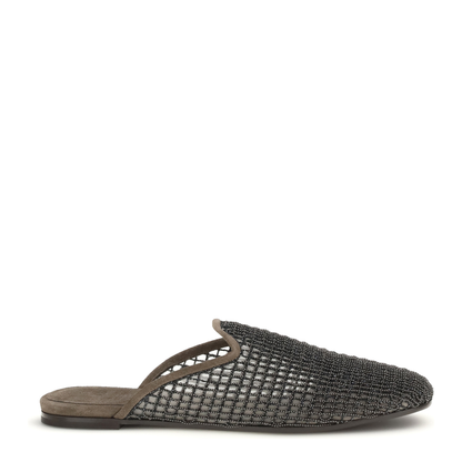MAYFEYR - Brunello Cucinelli - Suede Mules With Precious Net Embroidery - MZSFC3173