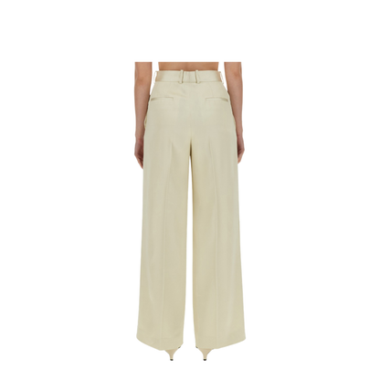 High Waisted Tailoring Pants Silk Beige