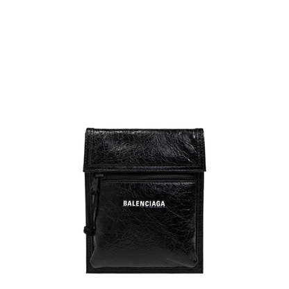 MAYFEYR - Balenciaga - Black Leather Explorer Crossbody Bag - 6559821VG7X1090