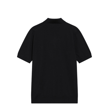 Blue Polo Shirt in Combed Wool