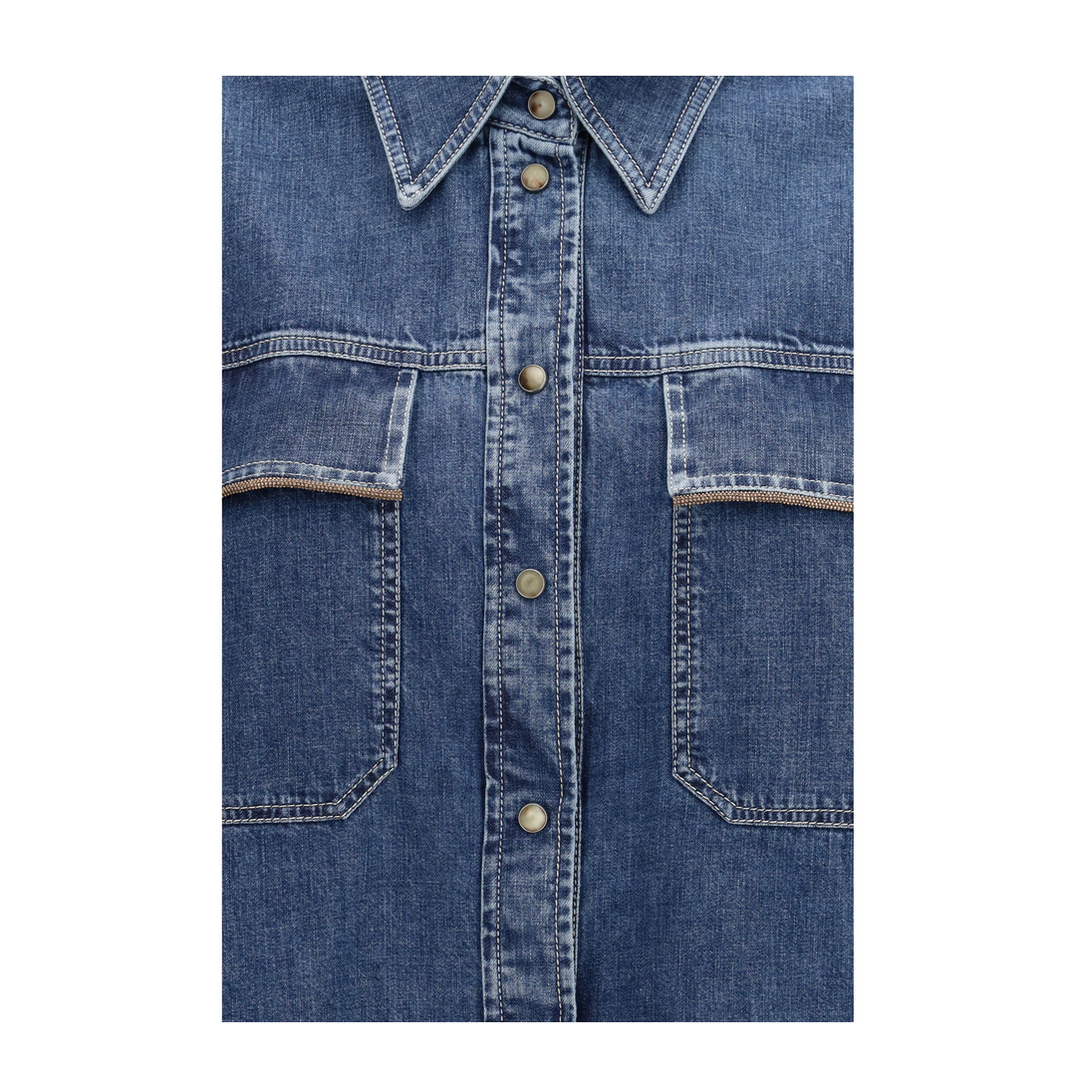 MAYFEYR - Brunello Cucinelli - Denim Shirt With Jewel Details - MH192RB526