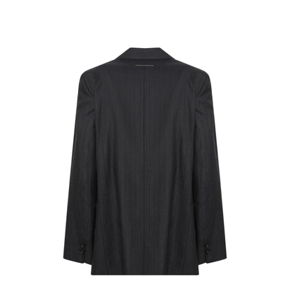 Black Wool-Blend Jacket with Gloves