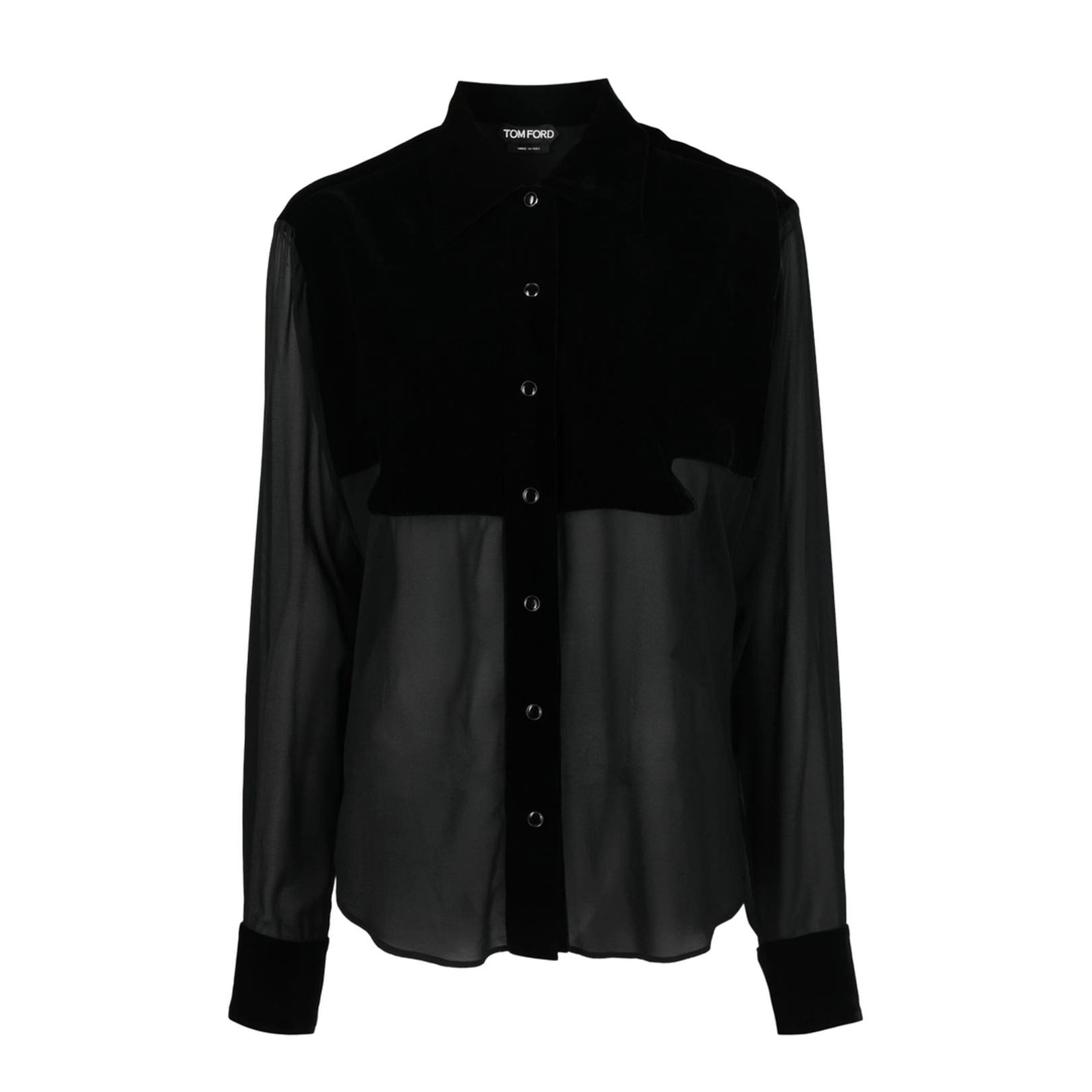 Panelled Buttoned Silk Shirt