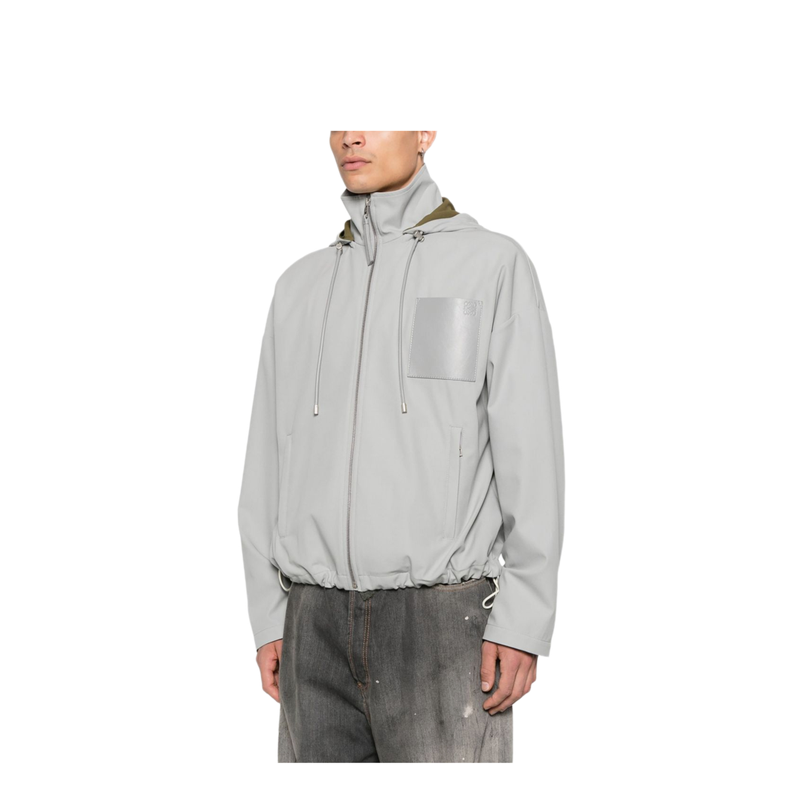Hooded Jacket in Cotton Grey