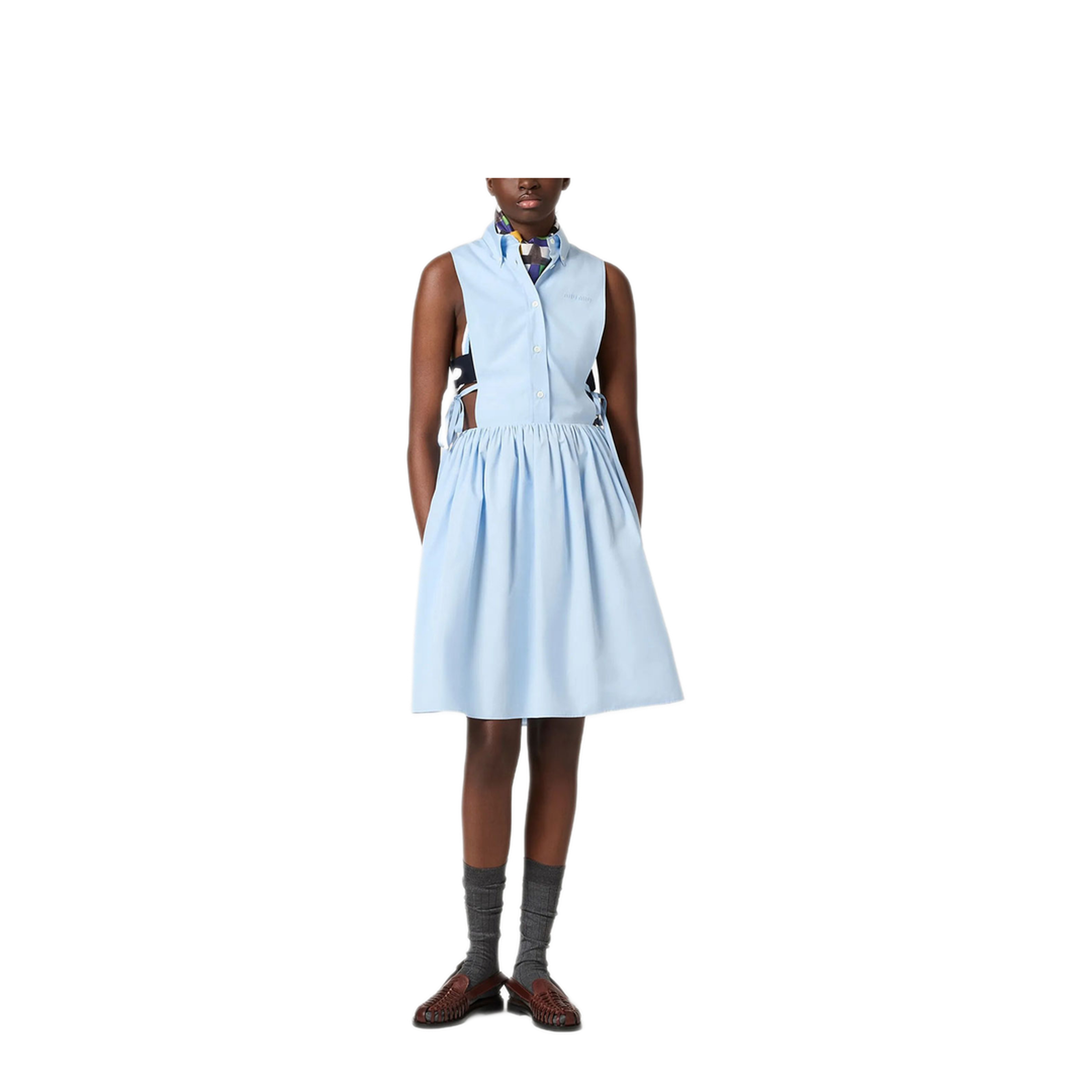 MAYFEYR - MIUMIU - Poplin Side Tie Dress - MF6389SOOO10RGF0013