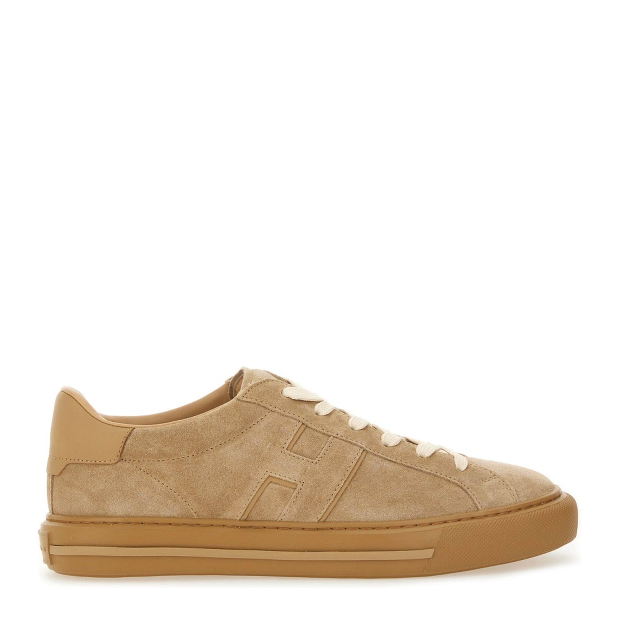 Beige Front Lace-Up Fastening Sneakers