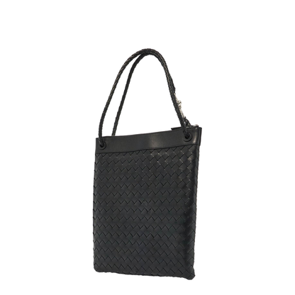 Andiamo Flat Leather Tote Bags - Black