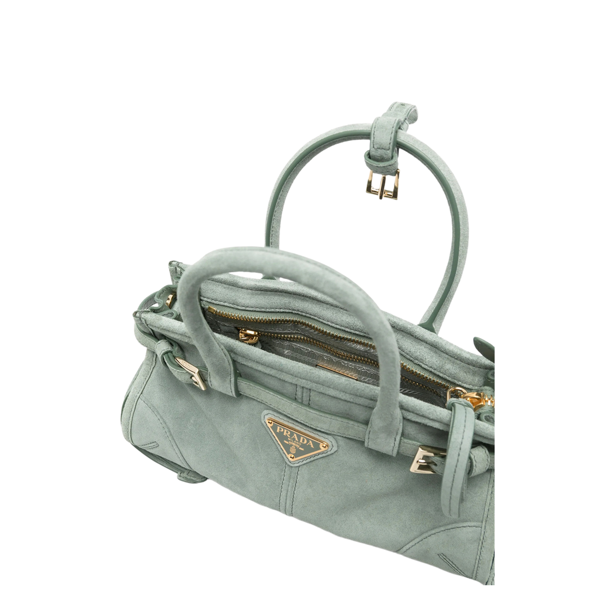 MAYFEYR - Prada - Sea Green Suede Mini Handbag - 1BA4862C4SF0092