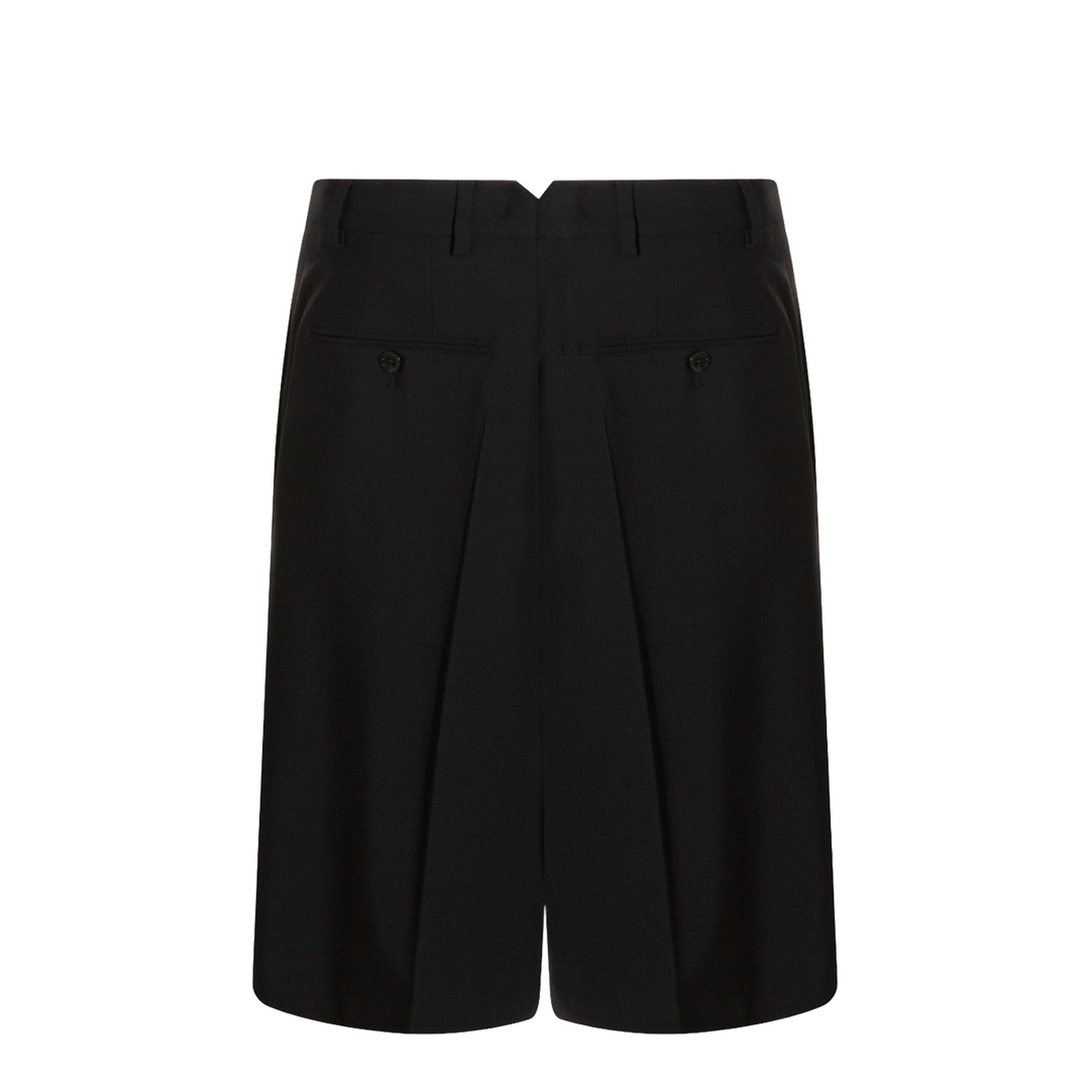 Black Pleated Bermuda Shorts in Cotton