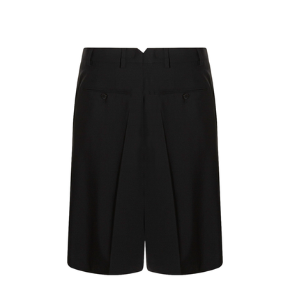 Black Pleated Bermuda Shorts in Cotton