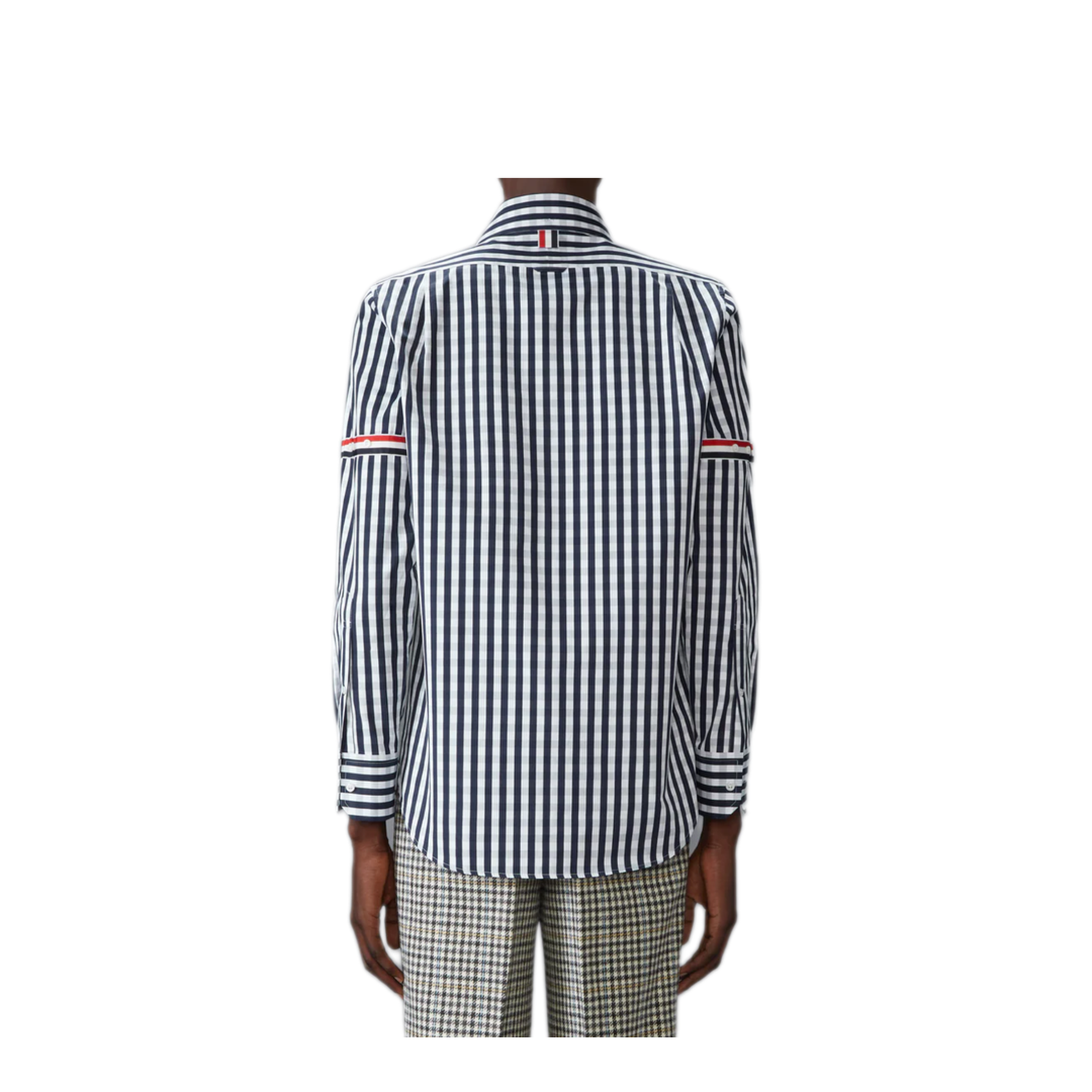 MAYFEYR - Thom Browne - Straight Fit L/S Shirt With Gg Armband In Gingham Check Poplin - MWL301OF0998415
