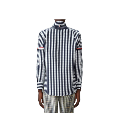 MAYFEYR - Thom Browne - Straight Fit L/S Shirt With Gg Armband In Gingham Check Poplin - MWL301OF0998415