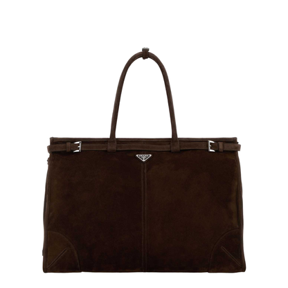 Dark Brown Suede Shopping Bag