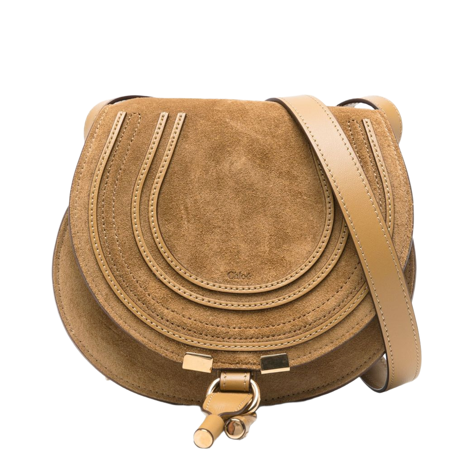 Small Marcie Saddle Bag in Suede Leather