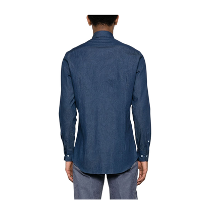 Indigo Blue Cotton Paisley Print Shirt