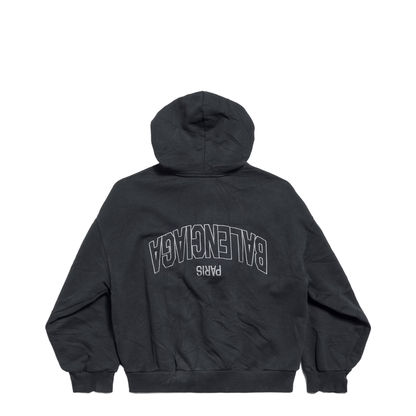 Flipped Uni Zip-up Hoodie Regular Fit in Black Faded