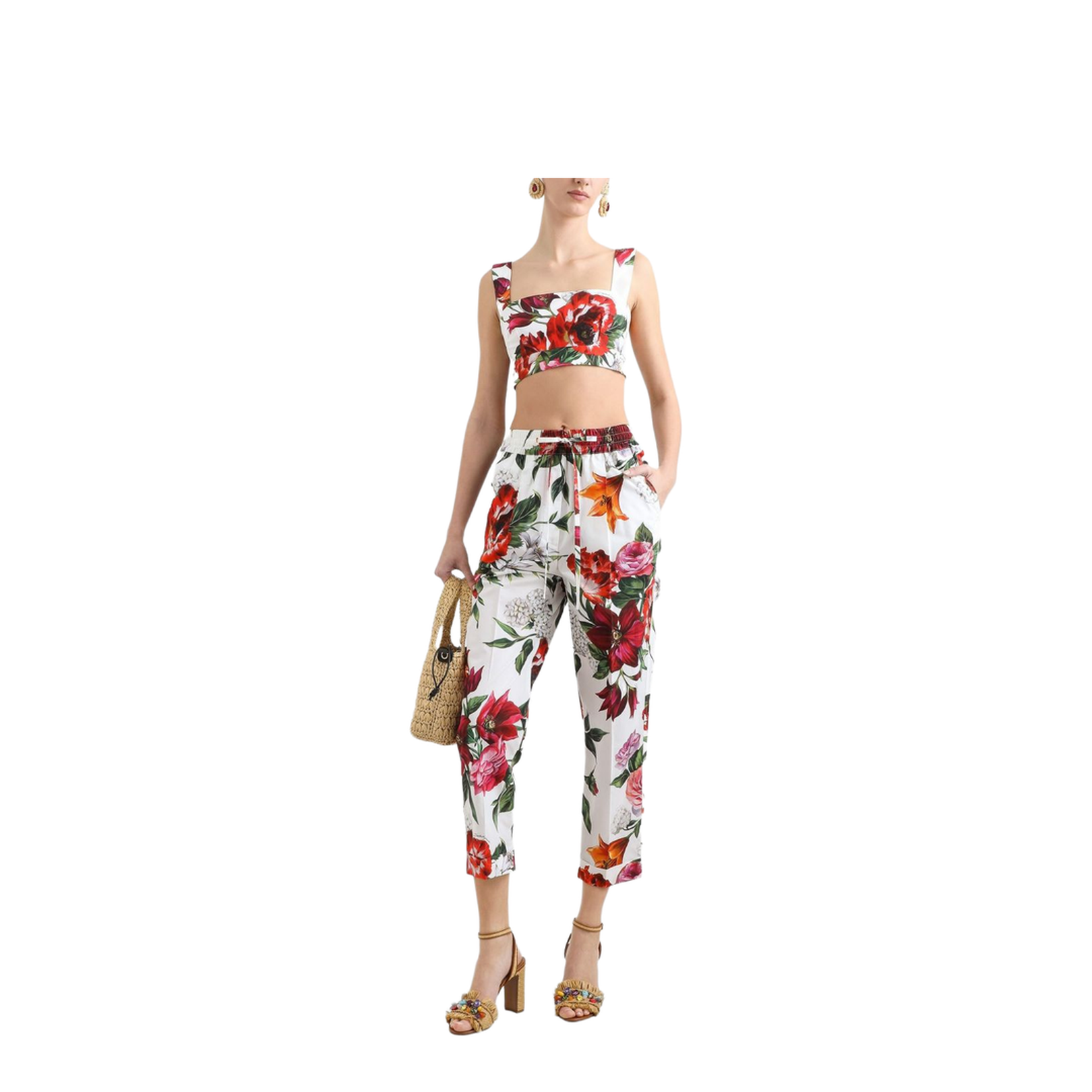 Flower-print Poplin Top