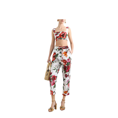 Flower-print Poplin Top