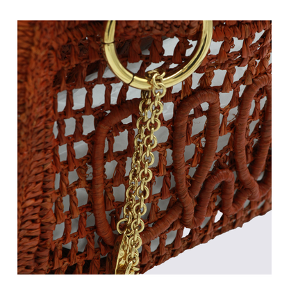 Summer Banana Small Raffia Tote - Clay Brown