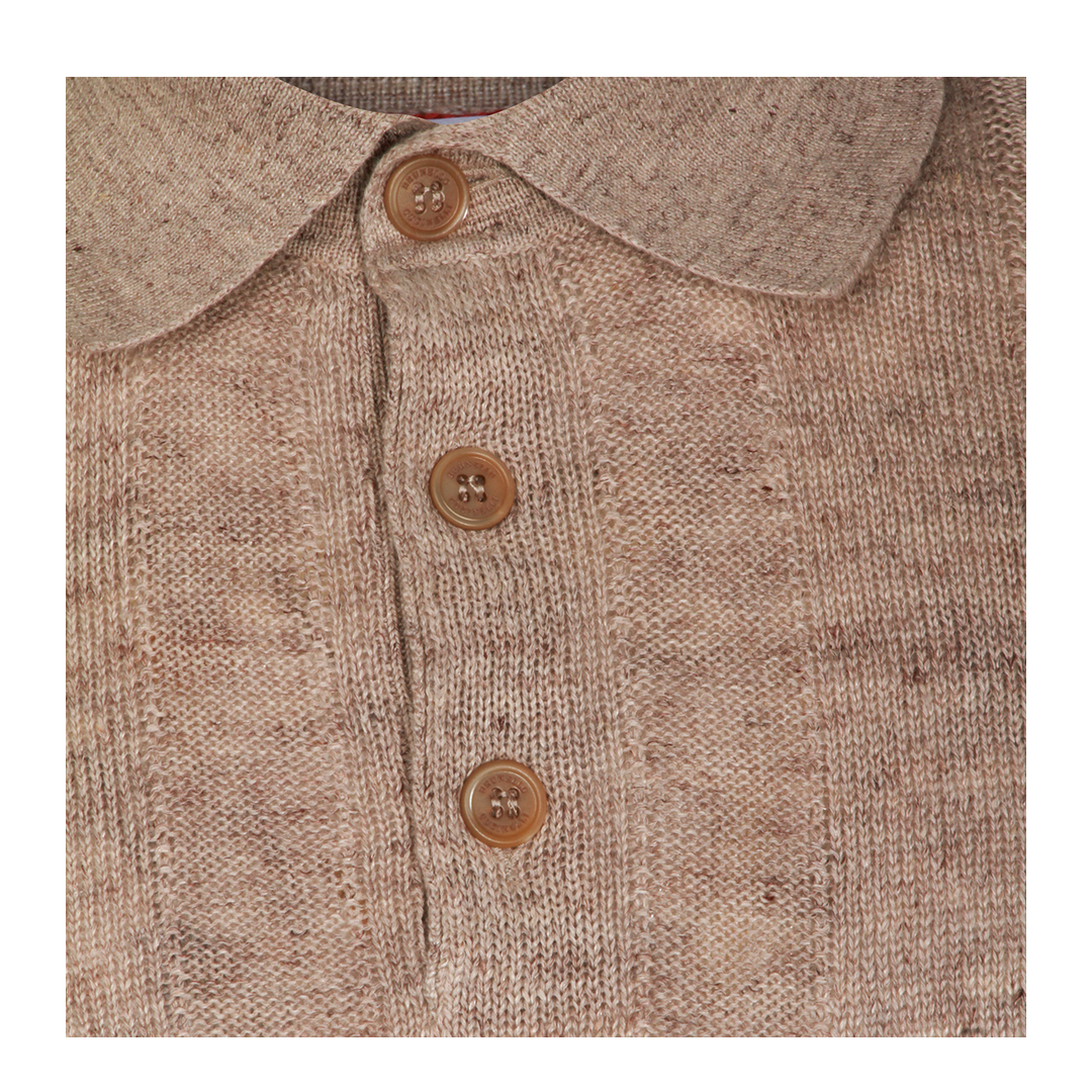 Ribbed Button Polo Shirt Brown