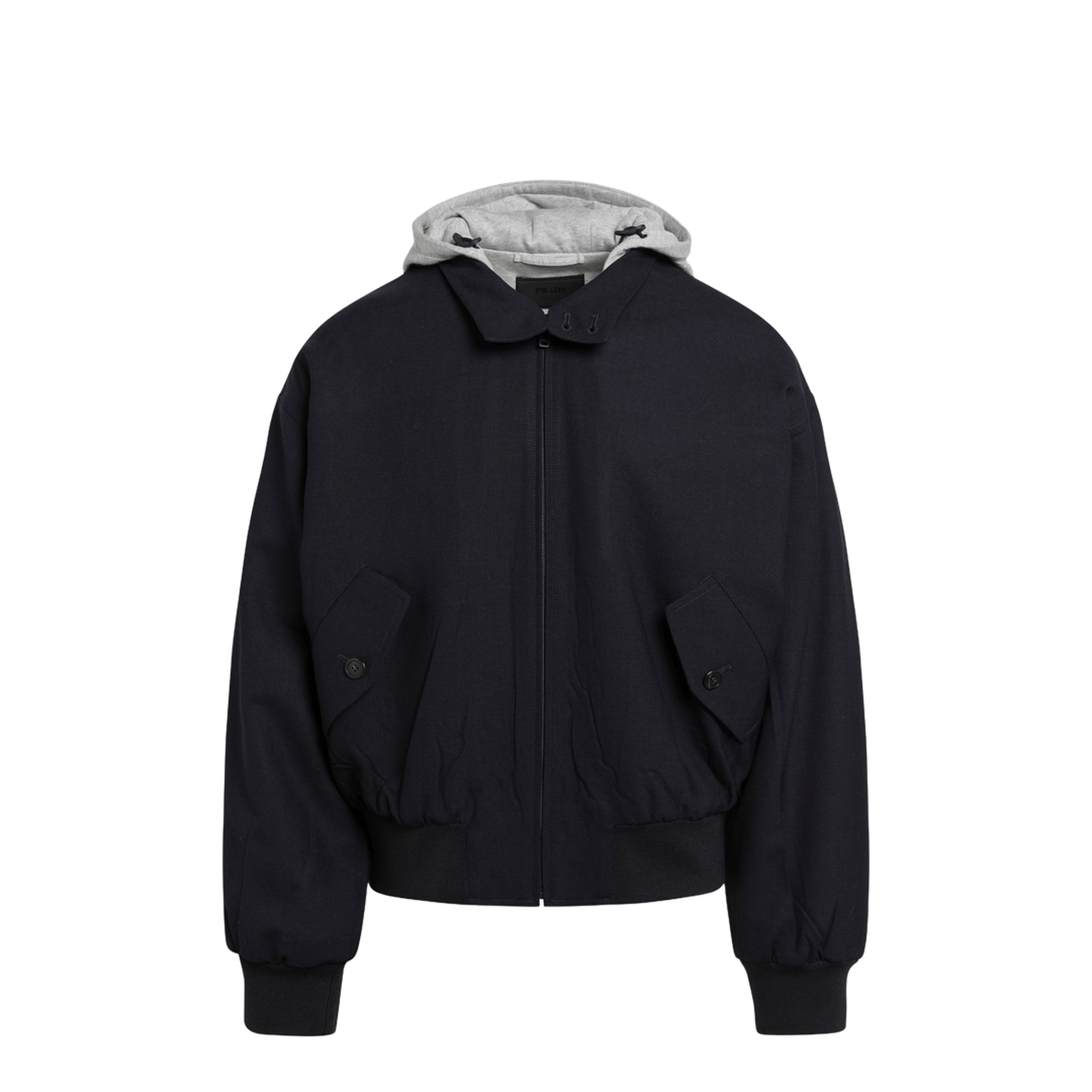 Navy Wool Hooded Jacket