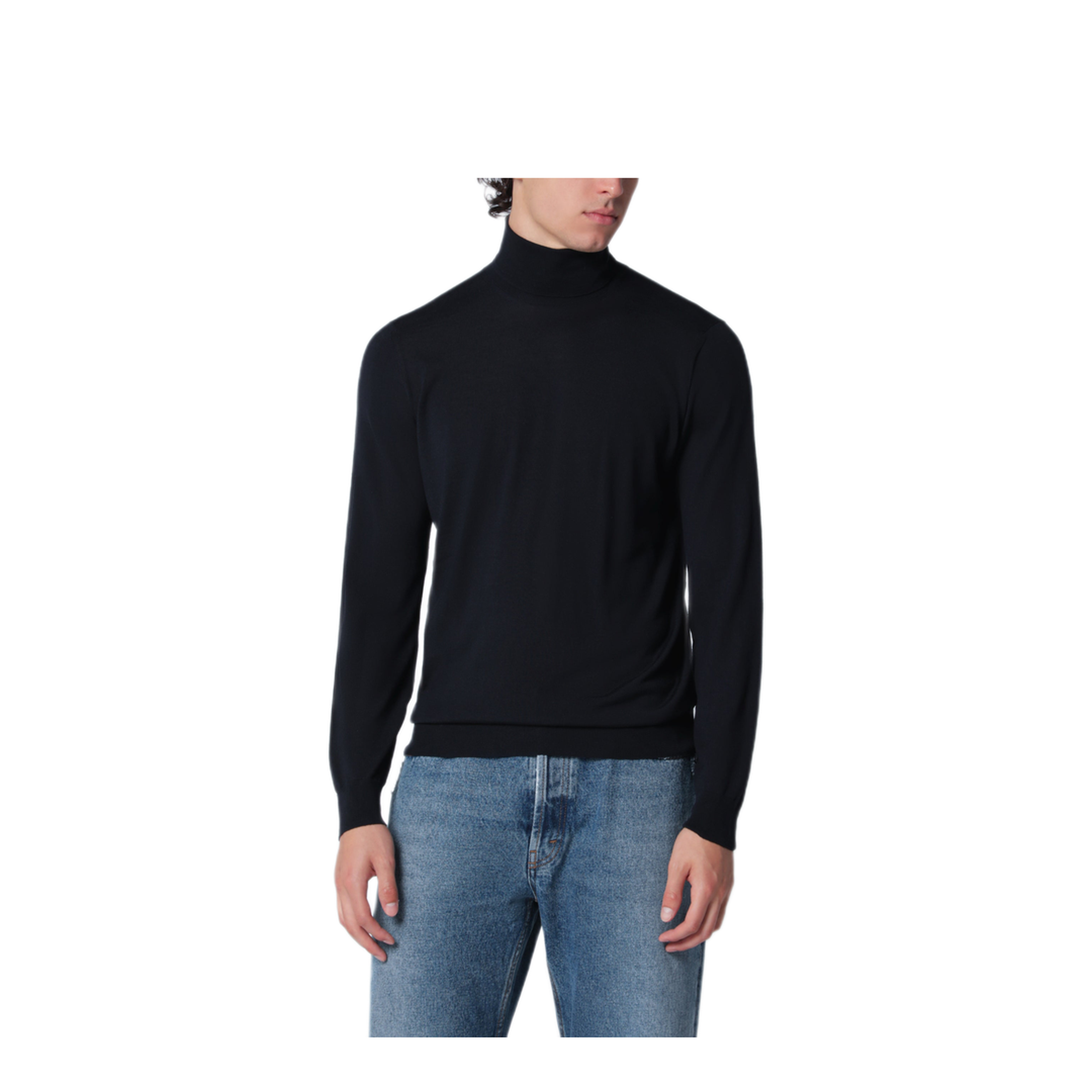 MAYFEYR - Drumohr - Navy Blue Wool Turtleneck Sweater - D0D104WO790