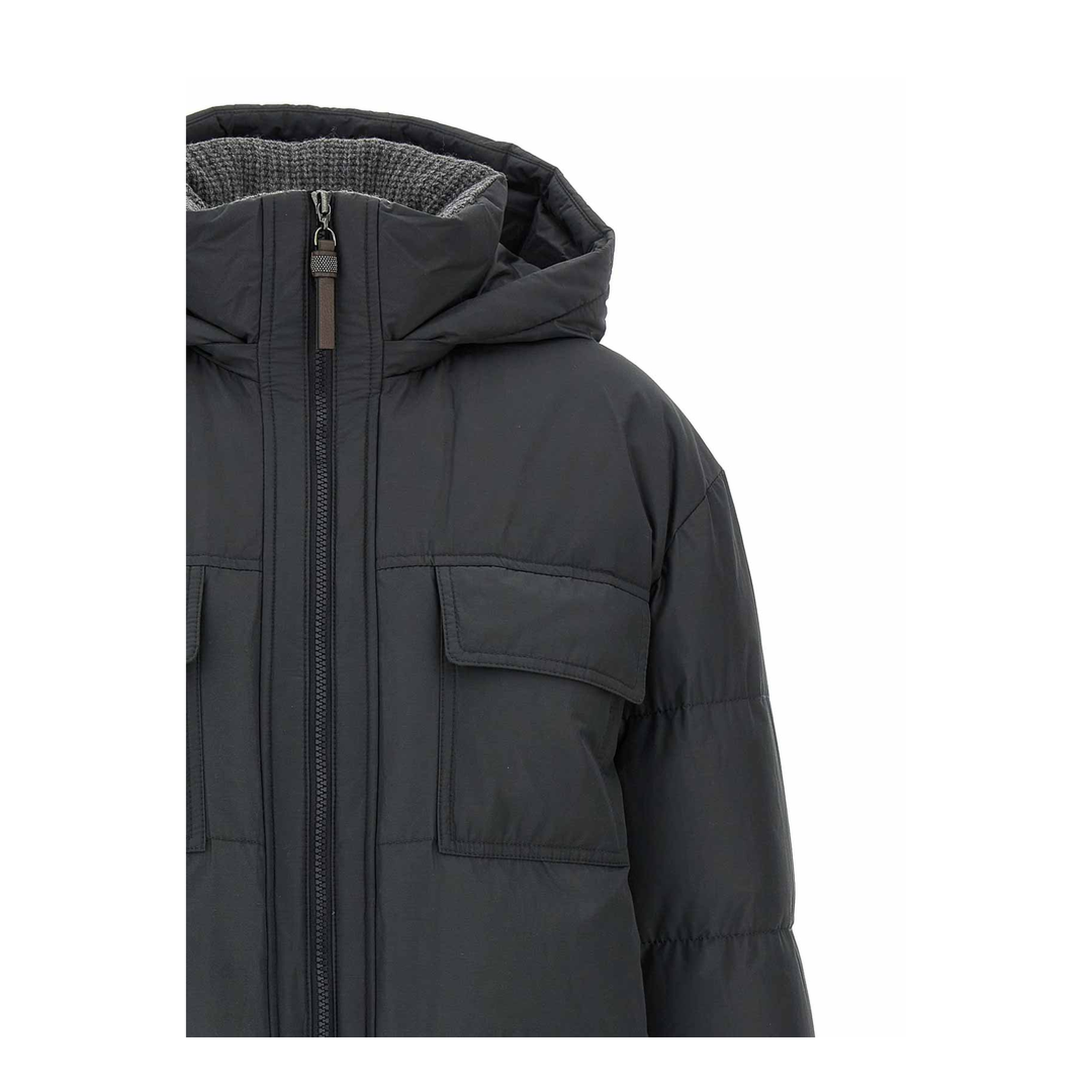 Knitted Neck Down Jackets Gray