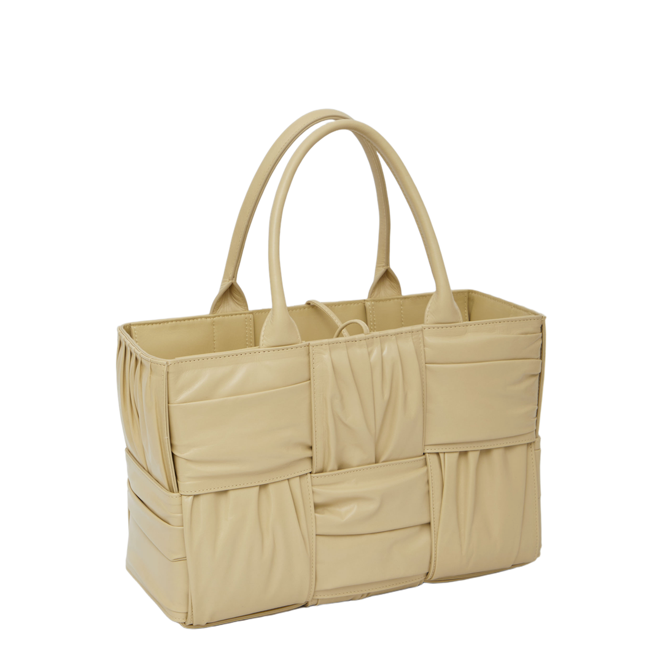 Small Arco Tote Bag In Beige Porridge & M Brass