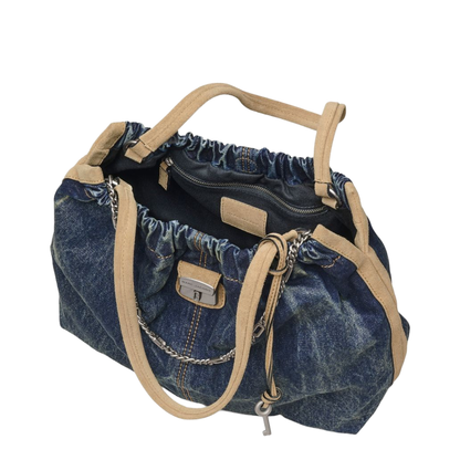 The Denim Suede Cristina Tote - Dark Wash Indigo