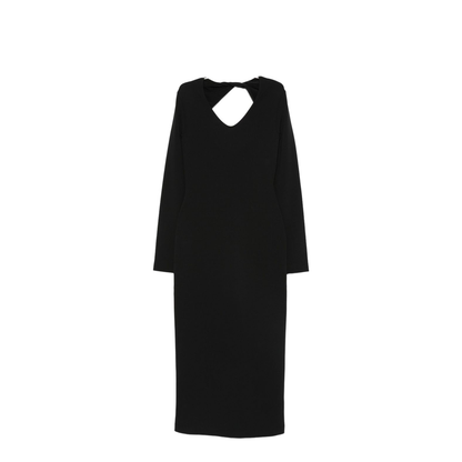 Black Dress with Long Sleeves and Knot Detail