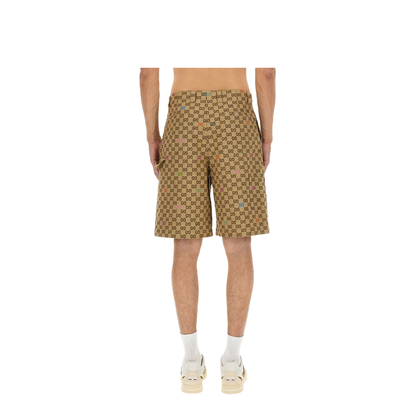 Canvas Shorts in Camel and Dark Brown
