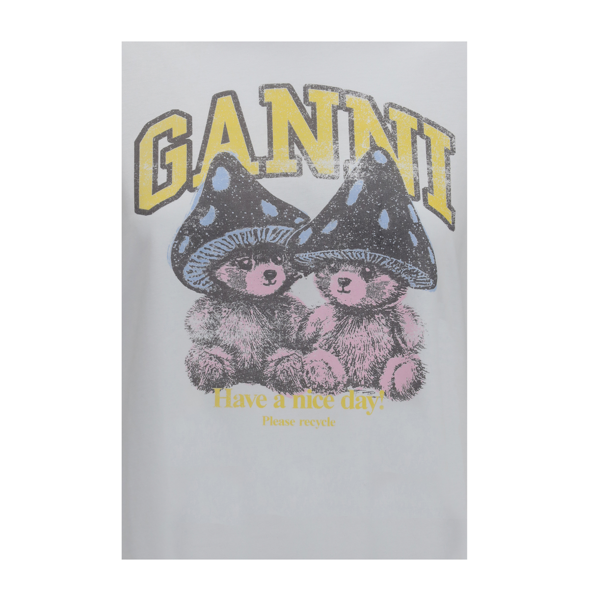 MAYFEYR - Ganni - Teddy Mushroom Long Sleeve Cotton T Shirt - A1050304151