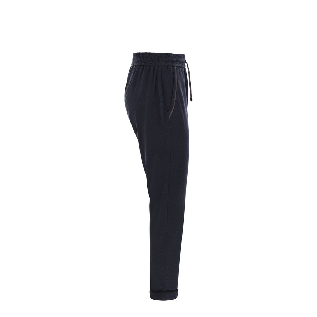 Cotton and Silk Interlock Trousers with Shiny Pocket Detail