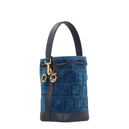 Mon Tresor FF Flocked Denim Crossbody Bag