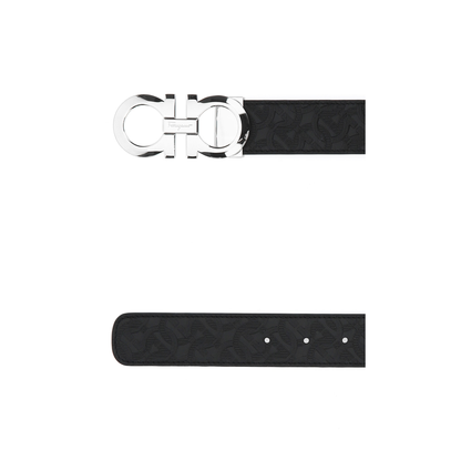 MAYFEYR - Ferragamo - Black Leather Reversible Belt - 675542724127NERO