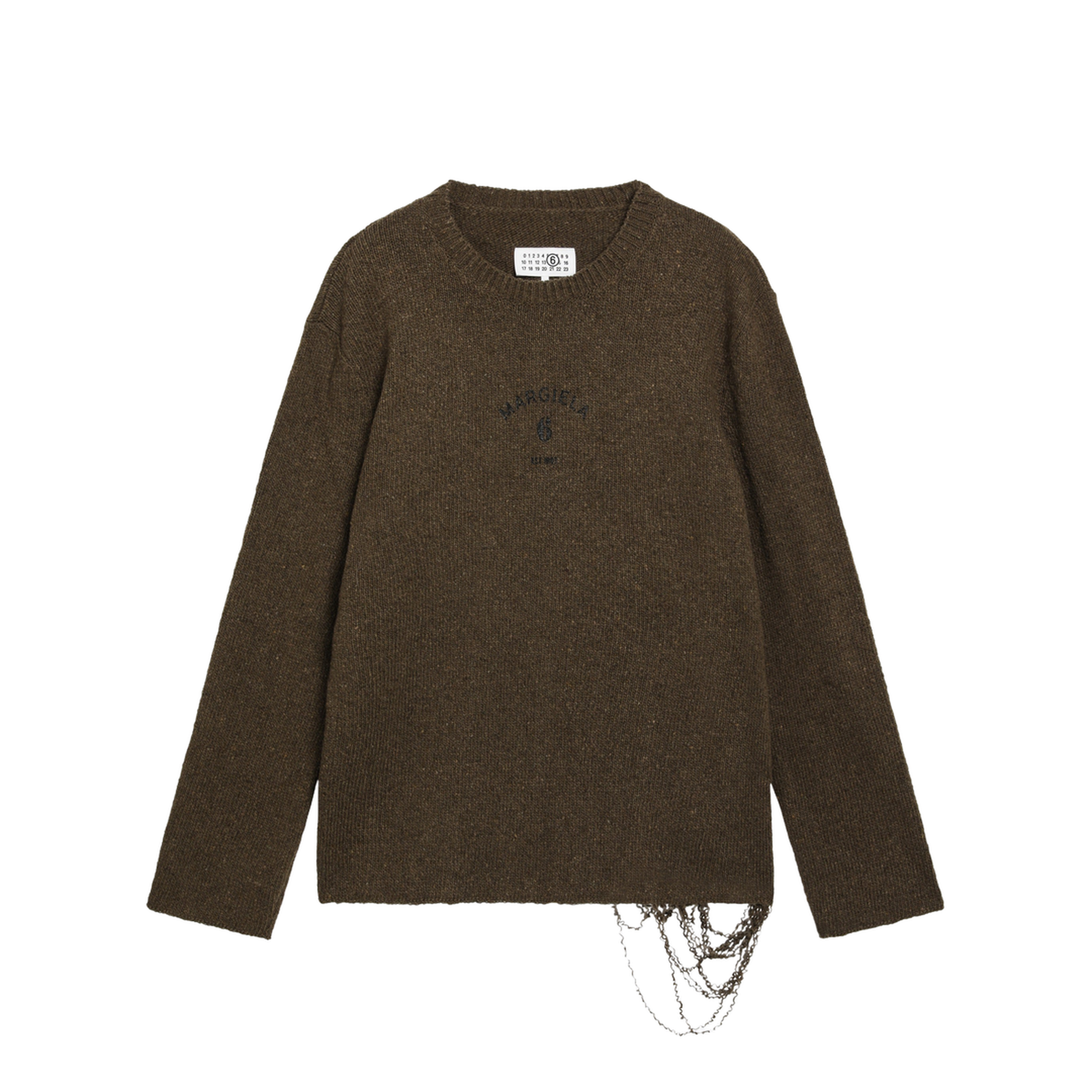MAYFEYR - Mm6 Maison Margiela - Crew-Neck Sweater In Khaki/Black Wool Blend - SH0HL0049M13283727S