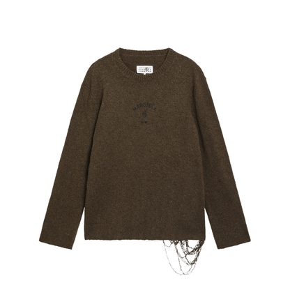 MAYFEYR - Mm6 Maison Margiela - Crew-Neck Sweater In Khaki/Black Wool Blend - SH0HL0049M13283727S