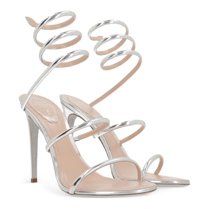 MAYFEYR - Rene' Caovilla - Cleo Laminated Patent Leather Sandals - Silver - C12351-1050001L001