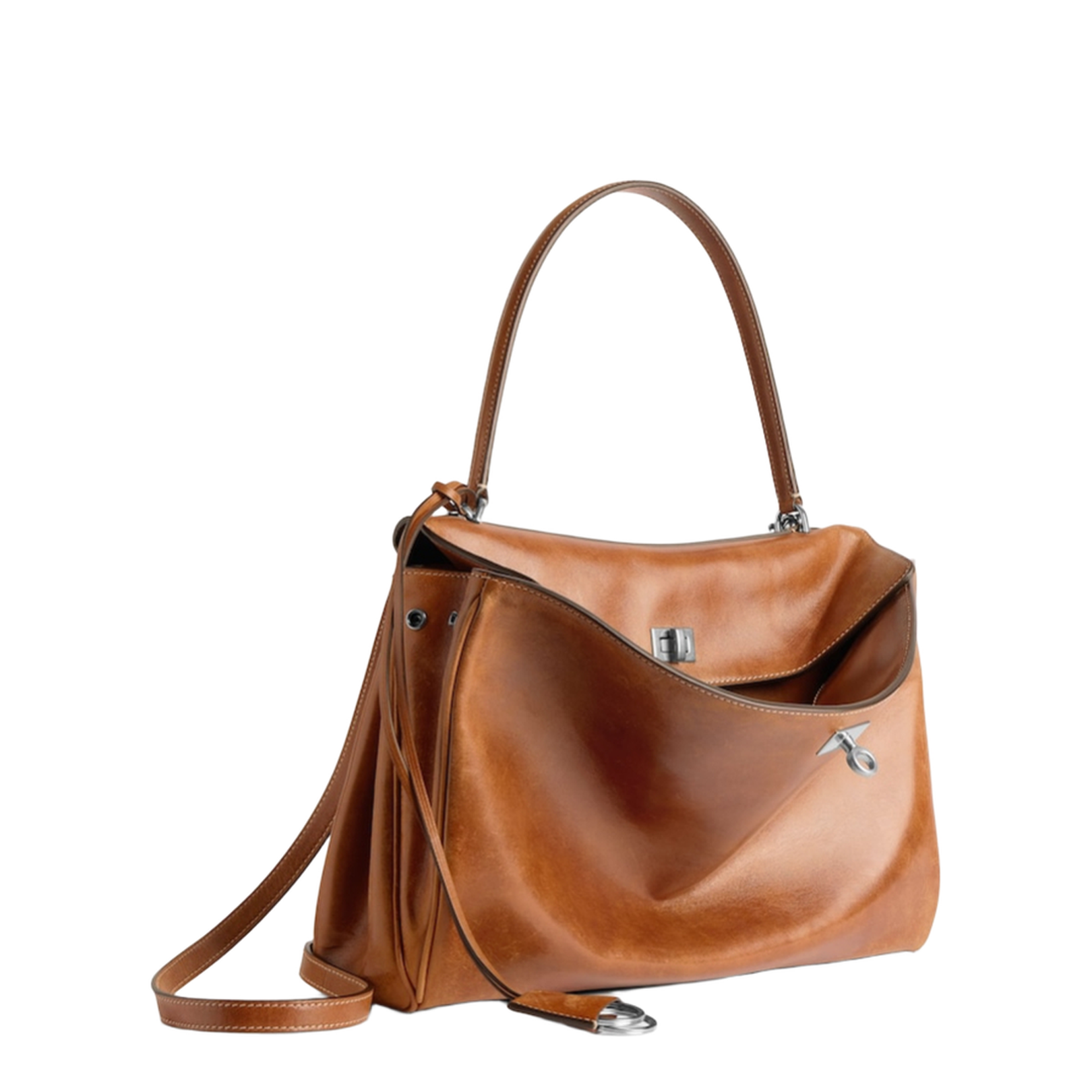 Caramel Leather Medium Rodeo Handbag