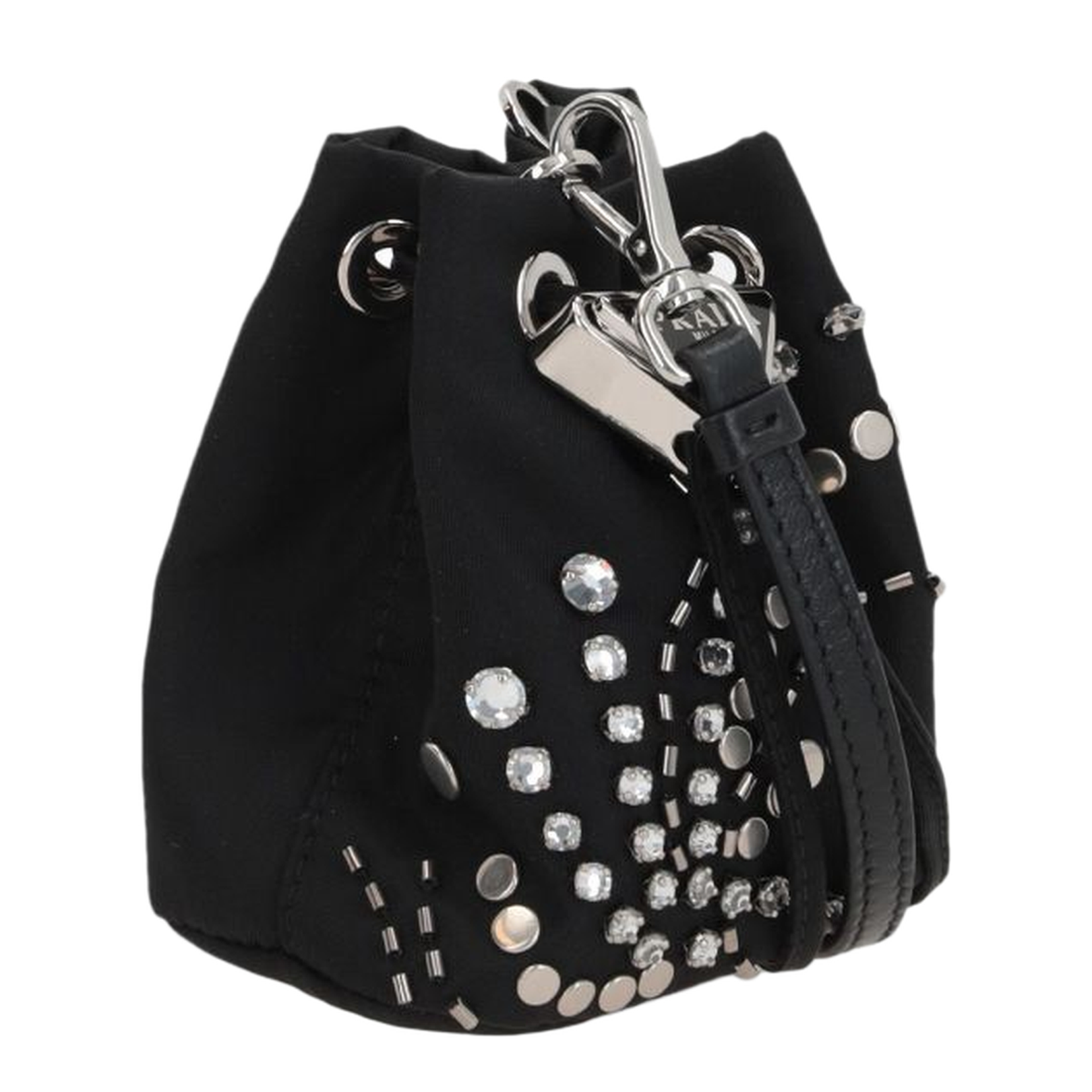 Black Nylon Mini Bucket Bag