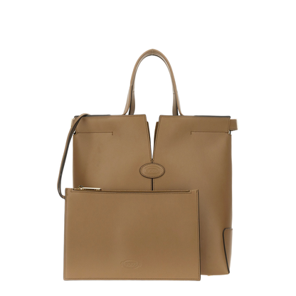 Tod’s Di Bag Folio Small Leather Shopping Bag - Cappuccino
