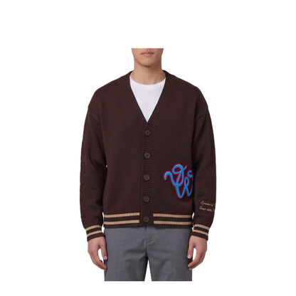 MAYFEYR - Off-White - Cat Off Varsity Knit Cardigan - OMHB019F26KNI00150510